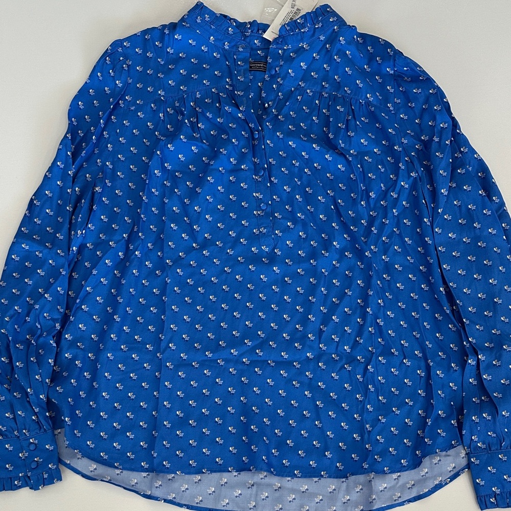 Vineyard Vines Royal Blue Patterned Blouse